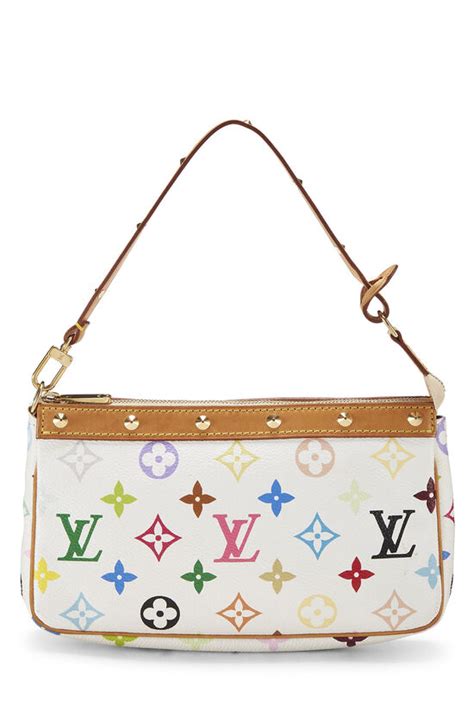 takashi murakami x louis vuitton white monogram multicolore pochette accessoires|Louis Vuitton and takashi.